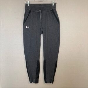 UNDER ARMOUR WOMEN’S SWEATPANTS, SZ-SM, GRAY w/BLACK TRIM, SIDE POCKETS